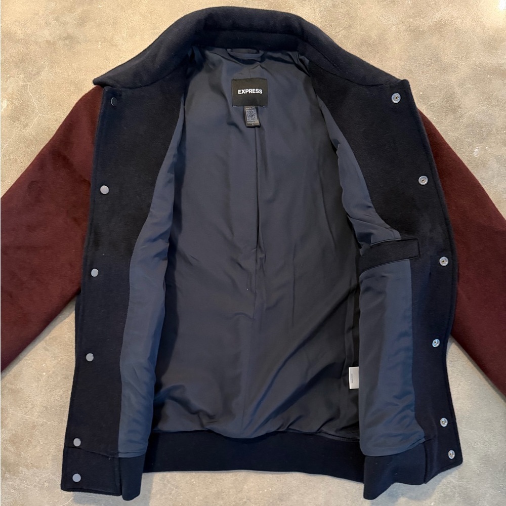 Express Colorblock Wool-Blend Water Resistant Bomber Jacket - Picture 4 of 6